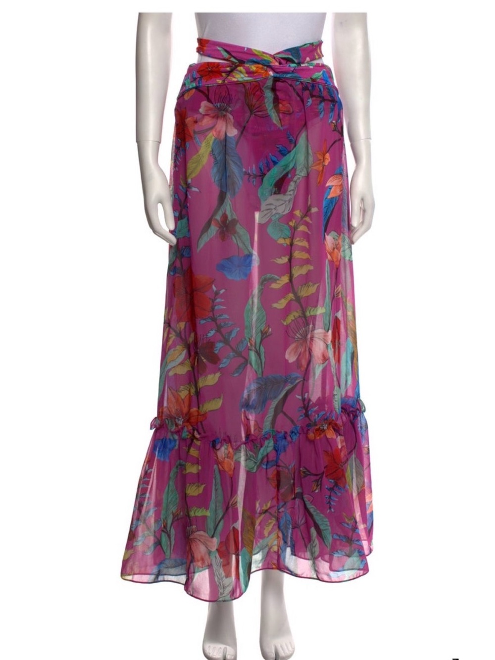 PatBo Zambia Beach Skirt in Magenta Flora - Picture 3 of 9